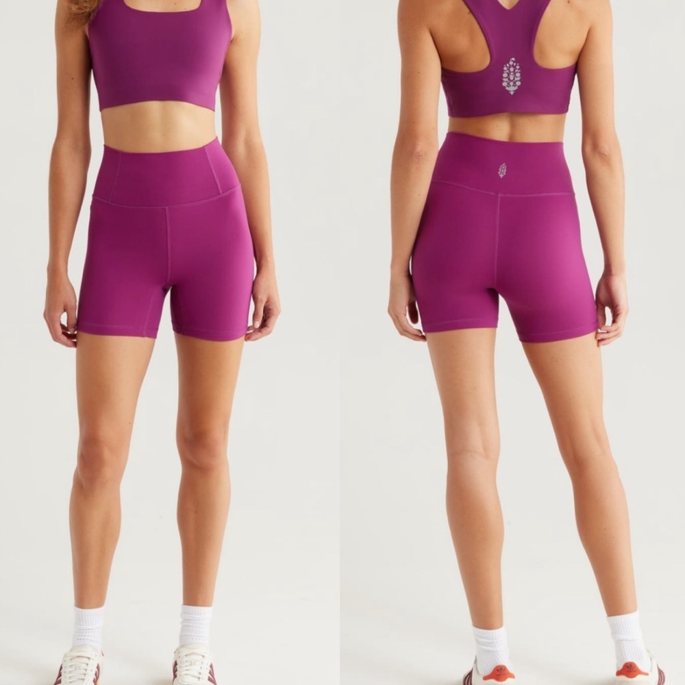 NWT FREE PEOPLE FP MOVEMENT never better bike SHORTS deep mulberry L